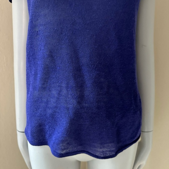 EILEEN FISHER 100% Organic Linen Tee Top Purple Blue Lightweight Summer Size PP - Picture 5 of 16